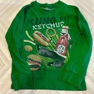 Wes & Willy Boys ‘Kung Fu Ketchup’ Green Long Sleeve Graphic Shirt